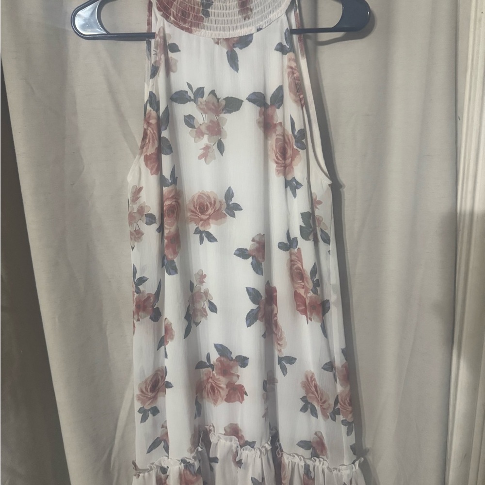 Absolutely Famous White and Pink Halter Sundress